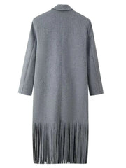 Wool-Blend Fringe Overcoat