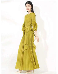 Floral Pleats 2-Piece Skirt Set