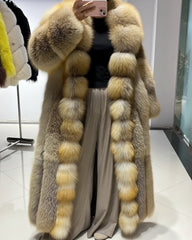Golden Island Long Fox Fur Coat