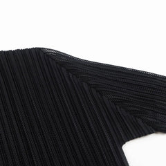 Lightweight Plisse Open-Front Cardigan