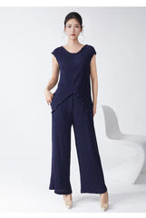 Japanese Pleated Tank & Pants Set - Truly Luxe