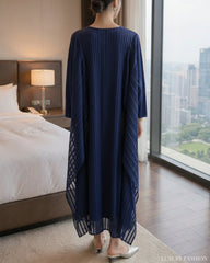 Luxury Plissé V-Neck Midi Dress
