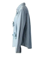 Luxe 3D Floral Denim Blouse