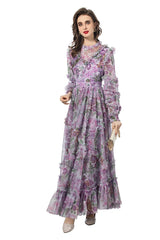 Luxe Purple Floral Sequin Maxi Dress