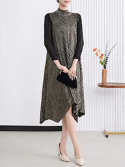 Luxury Metallic Pleats Dress