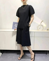 Elegant Pleated Shorts Set