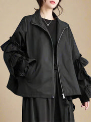 Luxury Ruffled Bomber Jacket