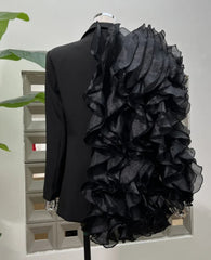 Luxury Ruffled Asymmetric Blazer