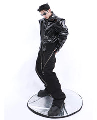 Men's Shiny Faux Leather Biker Jacket | Luxury Streetwear