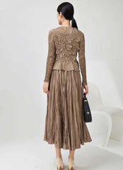 2-Piece Crinkled Pleats Skirt Set