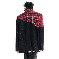 Couture Men's Checkered Pattern Tweed Jacket