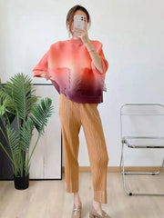 Pleated Ombre Blouse Top