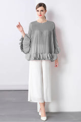 Luxury Pleated Bell Sleeve Top