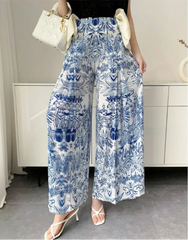 Luxury Dressy Plissé Palazzo Pants