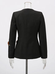 Luxury Black Deep Plunge Blazer