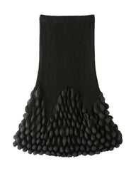 3D Bubble Plissé Midi Skirt