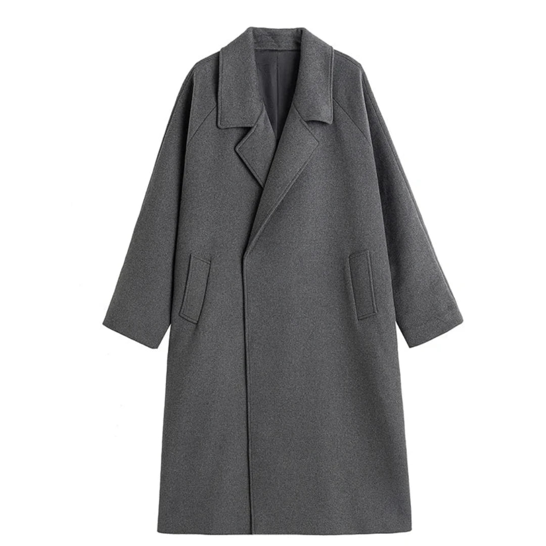 HEYFANCYSTYLE Men's Wool Blend Oversized Long Trench Coat