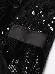 Women's Black Sequin Feather Boyfriend Blazer