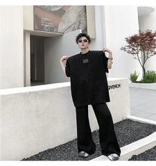 Men's Oversized Sequin Shirt and Wide-Leg Pants Set