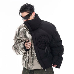 Men's Warm Luxe Chromatic Silver & Black Puffer Jacket