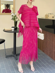 Luxury Modest Pleated Relaxed Skirt Set