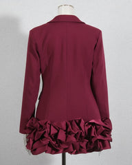 Ruffled-Detail Formal Blazer