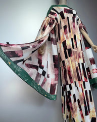 Geometric Pleated Kaftan Dress