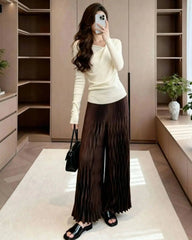 Plisse Fluid Wide-Leg Pant