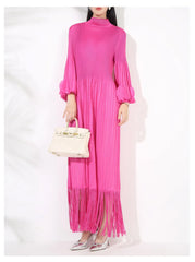 Truly Pleated Oversized Sleeve Midi Dress