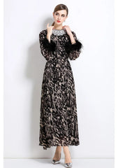 Luxury Animal Print Pleated Dress