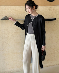 Luxury Pleated Longline Coat