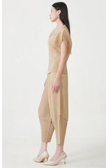 Luxury Geometric Plissé Trousers Set