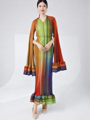 Designer Pleated Shawl Sleeveless Dress