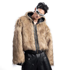 Men's Reversible Faux-Fur Hooded Jacket