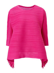 Plissé Asymmetric Fringe Top