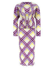 Elegant Plissé Dress & Cardigan