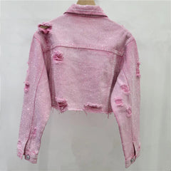 Women's Denim Embellished Cropped Jacket