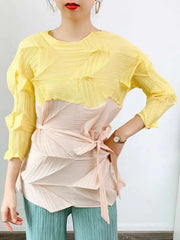 Luxury Pleated Geometric Top