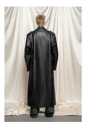 Men's Faux Leather Extra Long Trench Coat | Luxury Streetwear