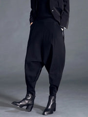 Couture Black Harem Pants with Elastic Waist