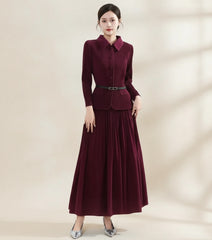 Luxury Thick Plissé Collared Dress