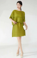 Plisse Relaxed Fit Blouse & Skirt
