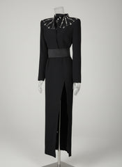 Luxury Crystal Thigh-Slit Dress