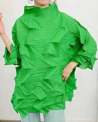 Oversized Pleated Plissé Top