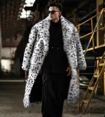 Men's Elegant Longline Faux Fur Coat