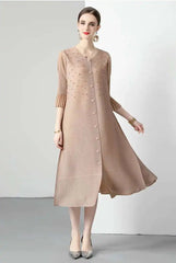 Premium Pleated Blouse Dress