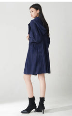 Elegant Pleated Hooded Coat
