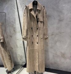 Women's Suede Belted Trench Coat