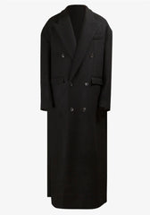 Men's Black Extra Long Woolen Trench Coat | Luxury Style