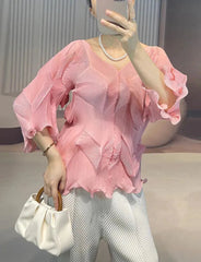 Luxury Blossom Pleats Blouse
